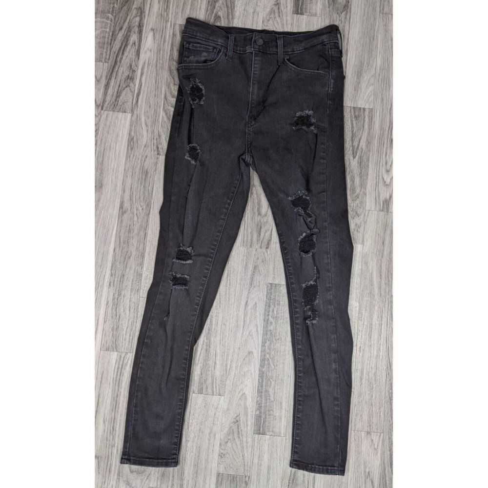 Levi Strauss & Co Womens Size 28 Mile High Super Skinny Distressed Black Jeans